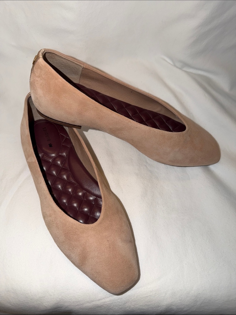 Birdies Nude Suede Quilted-Interior Flats